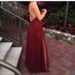 Low Cut Burgundy Dress
